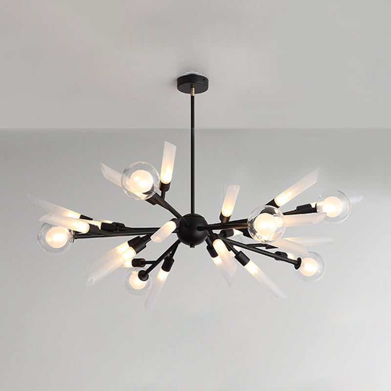 Post-Modern Metal Starburst Hanging Chandelier Light Glass Shade Ceiling Chandelier for Living Room Clearhalo 'Ceiling Lights' 'Chandeliers' Lighting' options 2629677