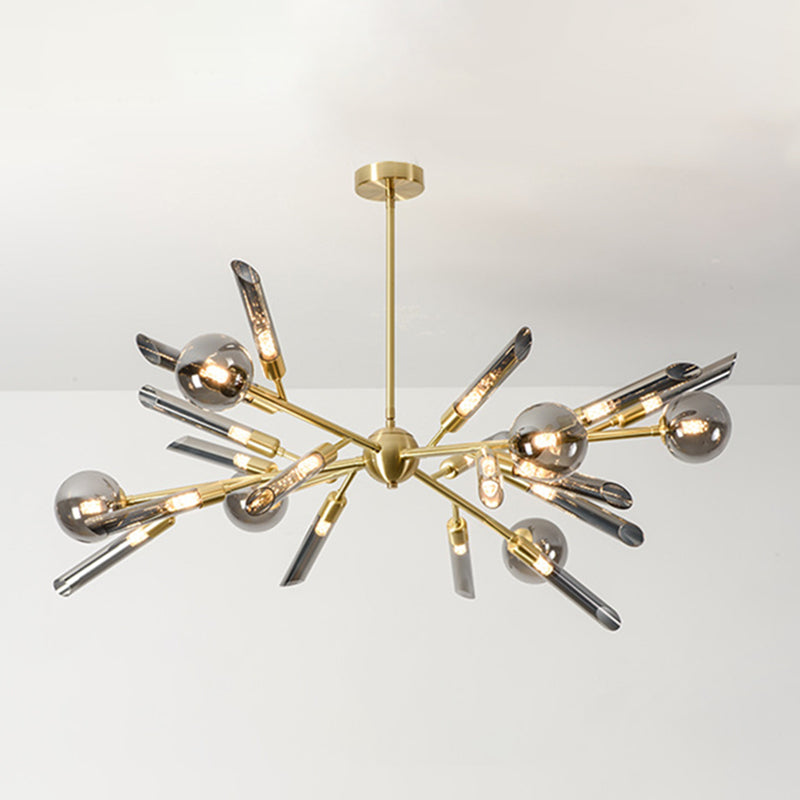 Post-Modern Metal Starburst Hanging Chandelier Light Glass Shade Ceiling Chandelier for Living Room Clearhalo 'Ceiling Lights' 'Chandeliers' Lighting' options 2629679