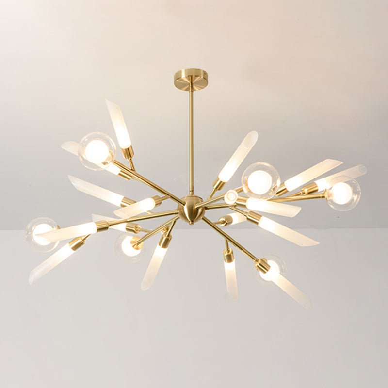 Post-Modern Metal Starburst Hanging Chandelier Light Glass Shade Ceiling Chandelier for Living Room Clearhalo 'Ceiling Lights' 'Chandeliers' Lighting' options 2629681