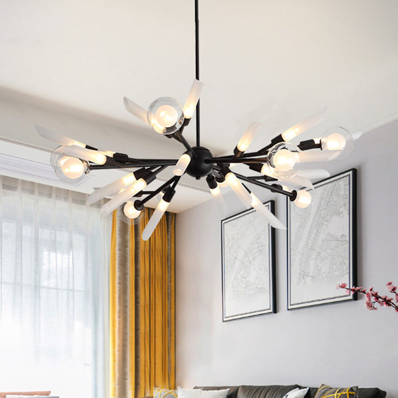 Post-Modern Metal Starburst Hanging Chandelier Light Glass Shade Ceiling Chandelier for Living Room Clearhalo 'Ceiling Lights' 'Chandeliers' Lighting' options 2629682