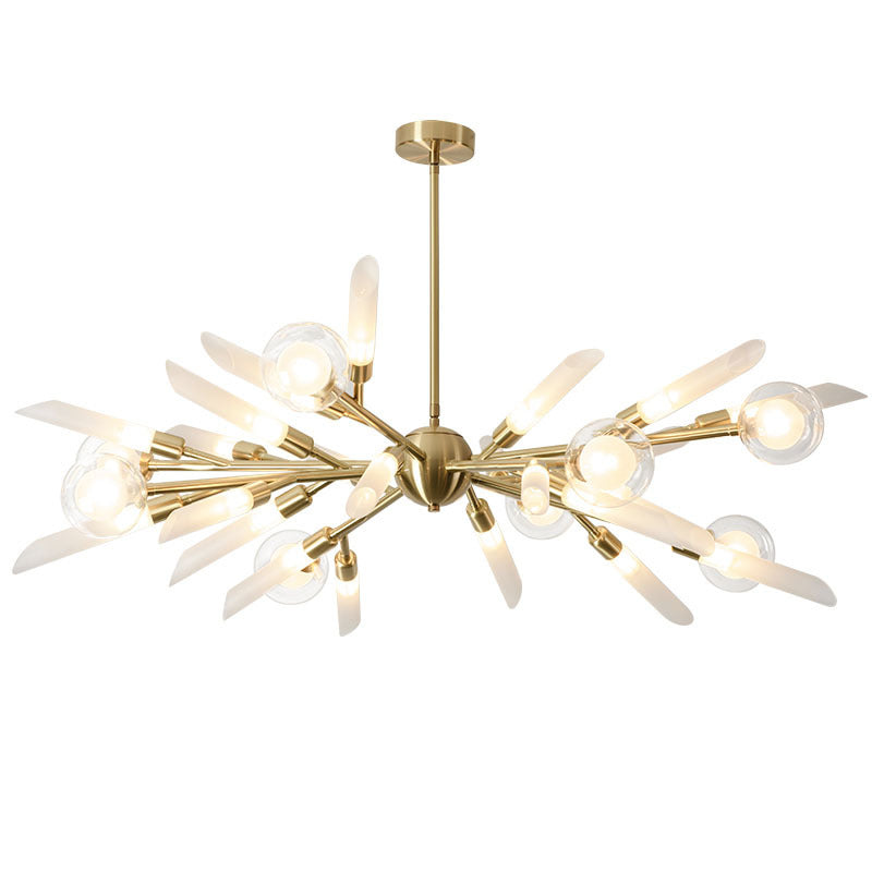 Post-Modern Metal Starburst Hanging Chandelier Light Glass Shade Ceiling Chandelier for Living Room Clearhalo 'Ceiling Lights' 'Chandeliers' Lighting' options 2629683