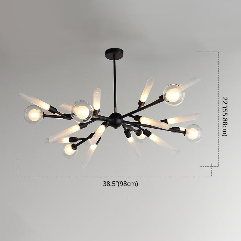 Post-Modern Metal Starburst Hanging Chandelier Light Glass Shade Ceiling Chandelier for Living Room Clearhalo 'Ceiling Lights' 'Chandeliers' Lighting' options 2629685