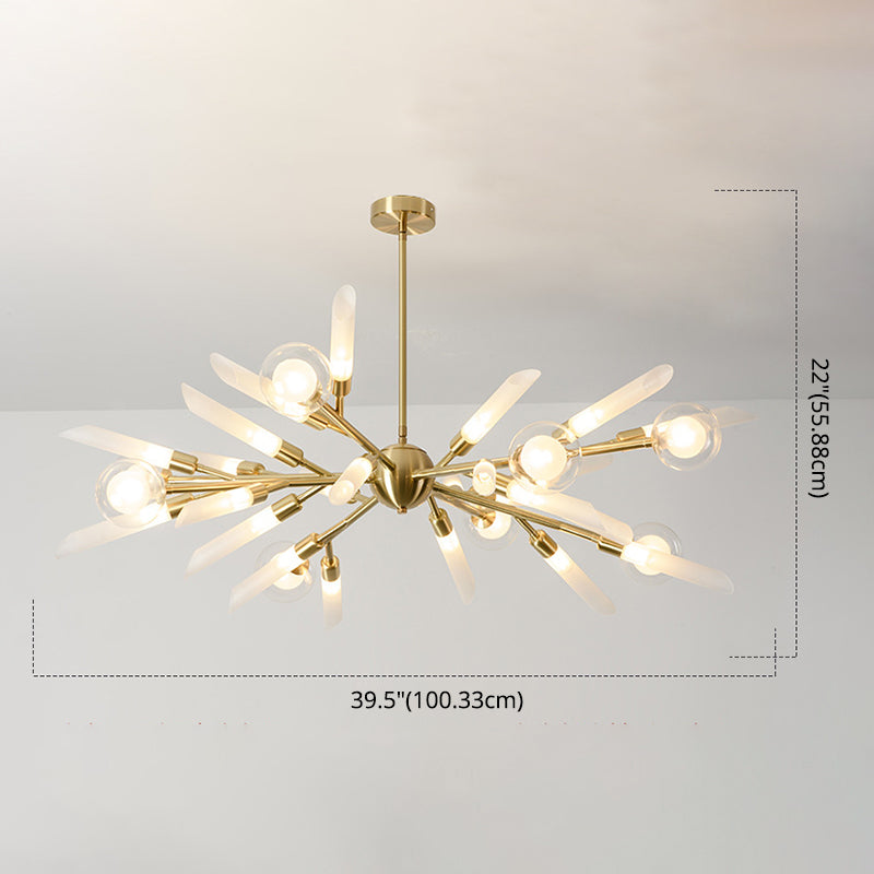 Post-Modern Metal Starburst Hanging Chandelier Light Glass Shade Ceiling Chandelier for Living Room Clearhalo 'Ceiling Lights' 'Chandeliers' Lighting' options 2629687