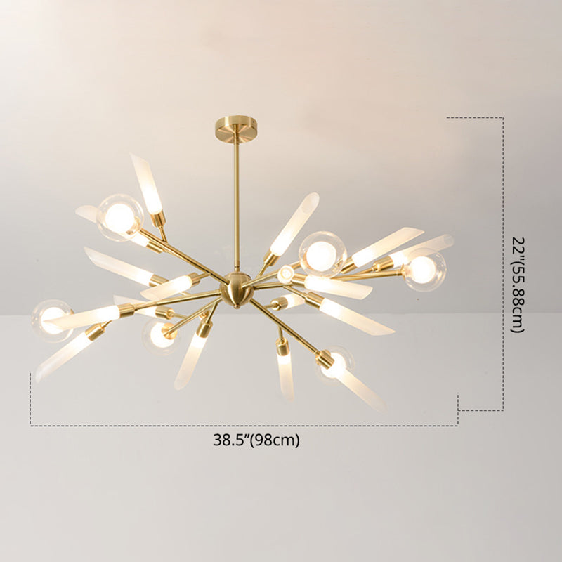 Post-Modern Metal Starburst Hanging Chandelier Light Glass Shade Ceiling Chandelier for Living Room Clearhalo 'Ceiling Lights' 'Chandeliers' Lighting' options 2629689