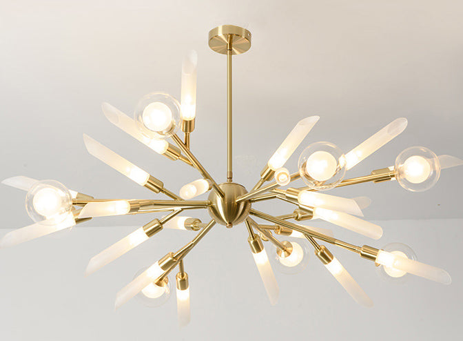 Post-Modern Metal Starburst Hanging Chandelier Light Glass Shade Ceiling Chandelier for Living Room Clearhalo 'Ceiling Lights' 'Chandeliers' Lighting' options 2629692