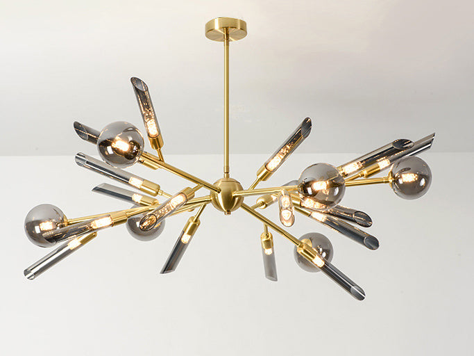 Post-Modern Metal Starburst Hanging Chandelier Light Glass Shade Ceiling Chandelier for Living Room Clearhalo 'Ceiling Lights' 'Chandeliers' Lighting' options 2629694