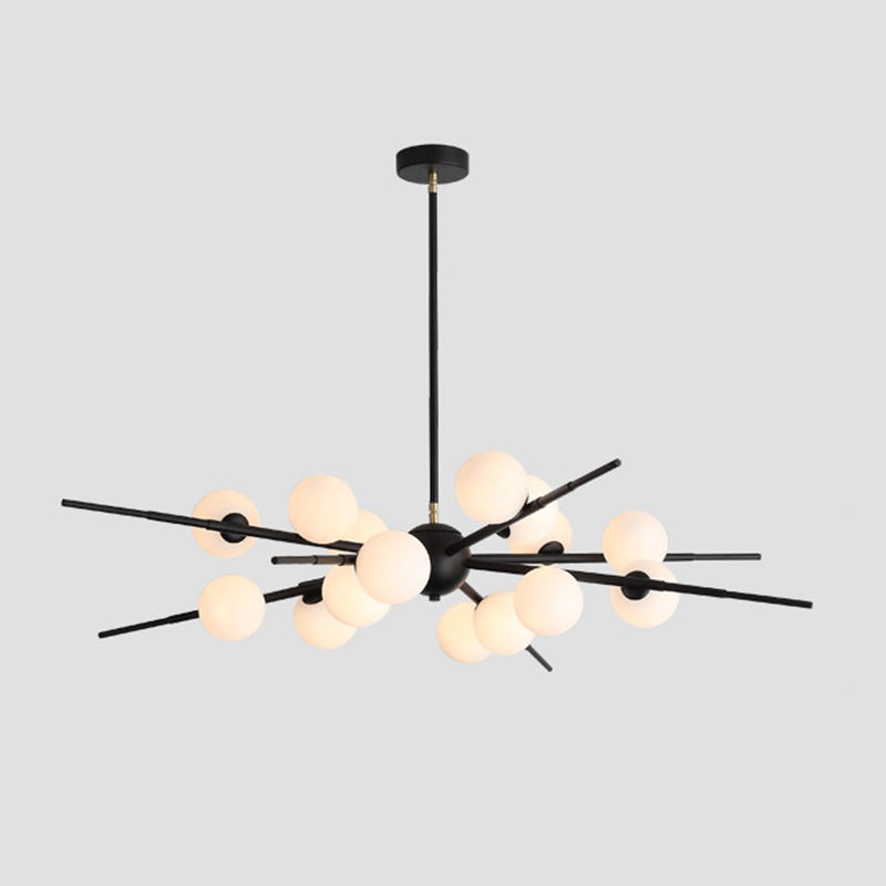 Modern Starburst Hanging Chandelier Light Opal Glass Shade Ceiling Chandelier for Living Room Clearhalo 'Ceiling Lights' 'Chandeliers' Lighting' options 2629699