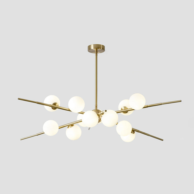 Modern Starburst Hanging Chandelier Light Opal Glass Shade Ceiling Chandelier for Living Room Clearhalo 'Ceiling Lights' 'Chandeliers' Lighting' options 2629700