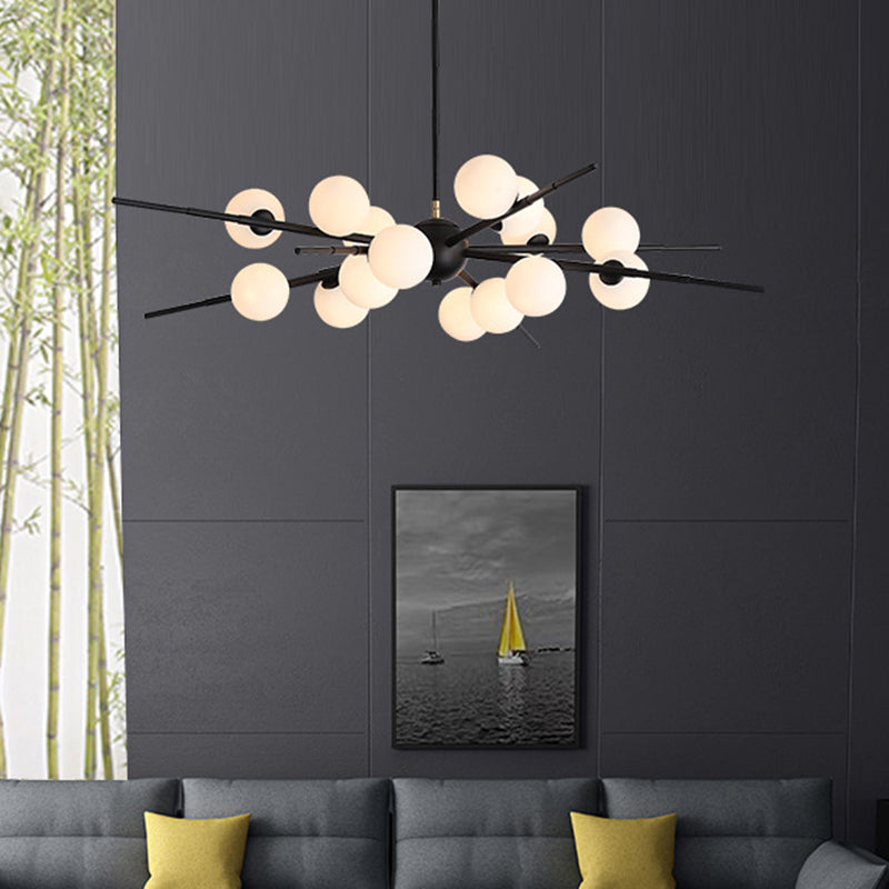 Modern Starburst Hanging Chandelier Light Opal Glass Shade Ceiling Chandelier for Living Room Clearhalo 'Ceiling Lights' 'Chandeliers' Lighting' options 2629701