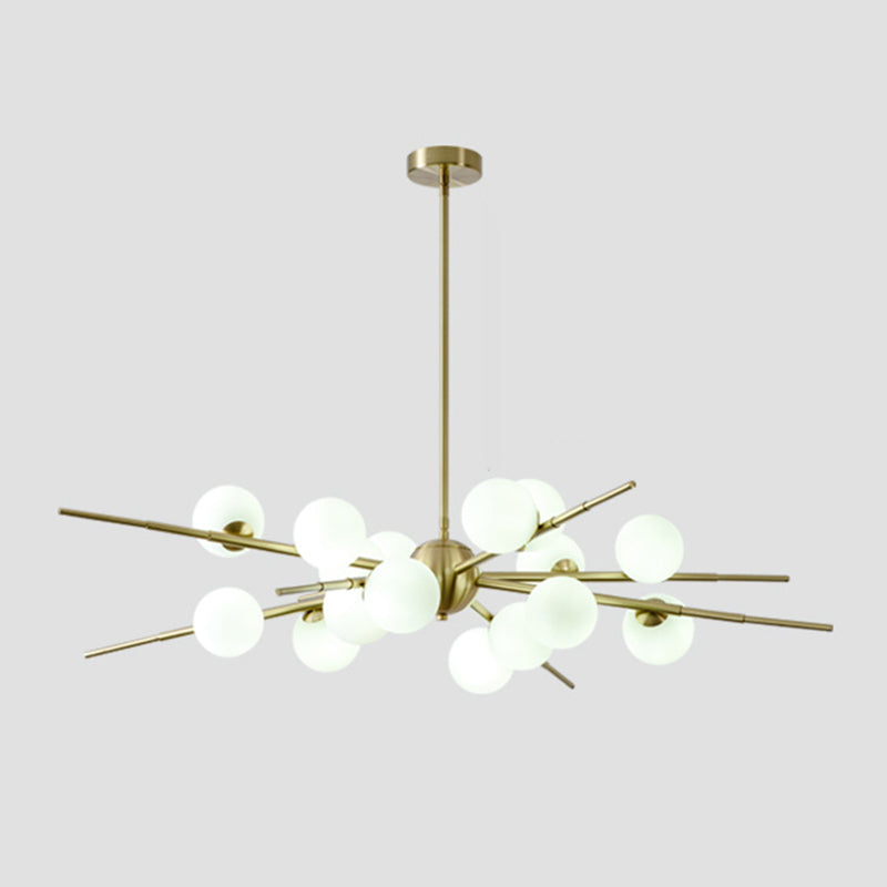 Modern Starburst Hanging Chandelier Light Opal Glass Shade Ceiling Chandelier for Living Room Clearhalo 'Ceiling Lights' 'Chandeliers' Lighting' options 2629702