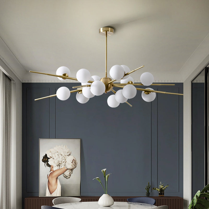 Modern Starburst Hanging Chandelier Light Opal Glass Shade Ceiling Chandelier for Living Room Clearhalo 'Ceiling Lights' 'Chandeliers' Lighting' options 2629703