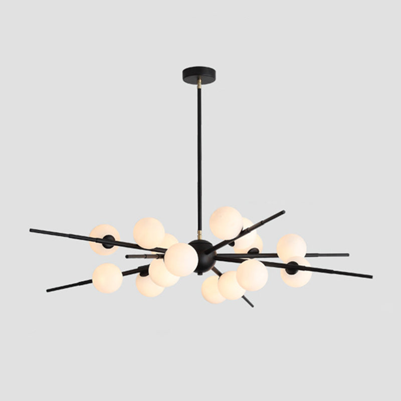 Modern Starburst Hanging Chandelier Light Opal Glass Shade Ceiling Chandelier for Living Room Clearhalo 'Ceiling Lights' 'Chandeliers' Lighting' options 2629704