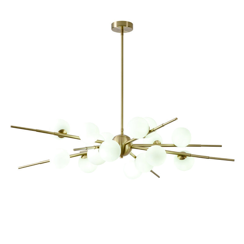 Modern Starburst Hanging Chandelier Light Opal Glass Shade Ceiling Chandelier for Living Room Clearhalo 'Ceiling Lights' 'Chandeliers' Lighting' options 2629706