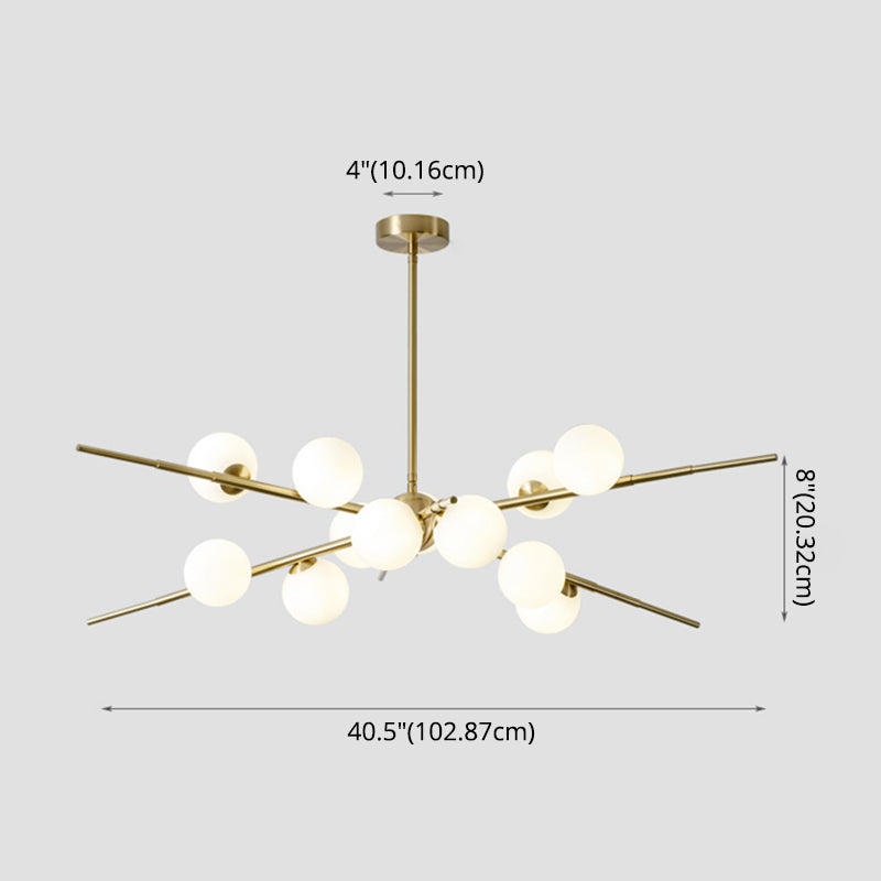 Modern Starburst Hanging Chandelier Light Opal Glass Shade Ceiling Chandelier for Living Room Clearhalo 'Ceiling Lights' 'Chandeliers' Lighting' options 2629709