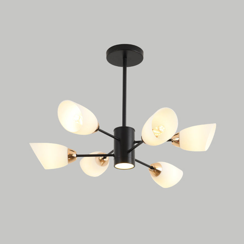 Modern Starburst Hanging Chandelier Light White Glass Shade Ceiling Chandelier for Living Room Clearhalo 'Ceiling Lights' 'Chandeliers' Lighting' options 2629719