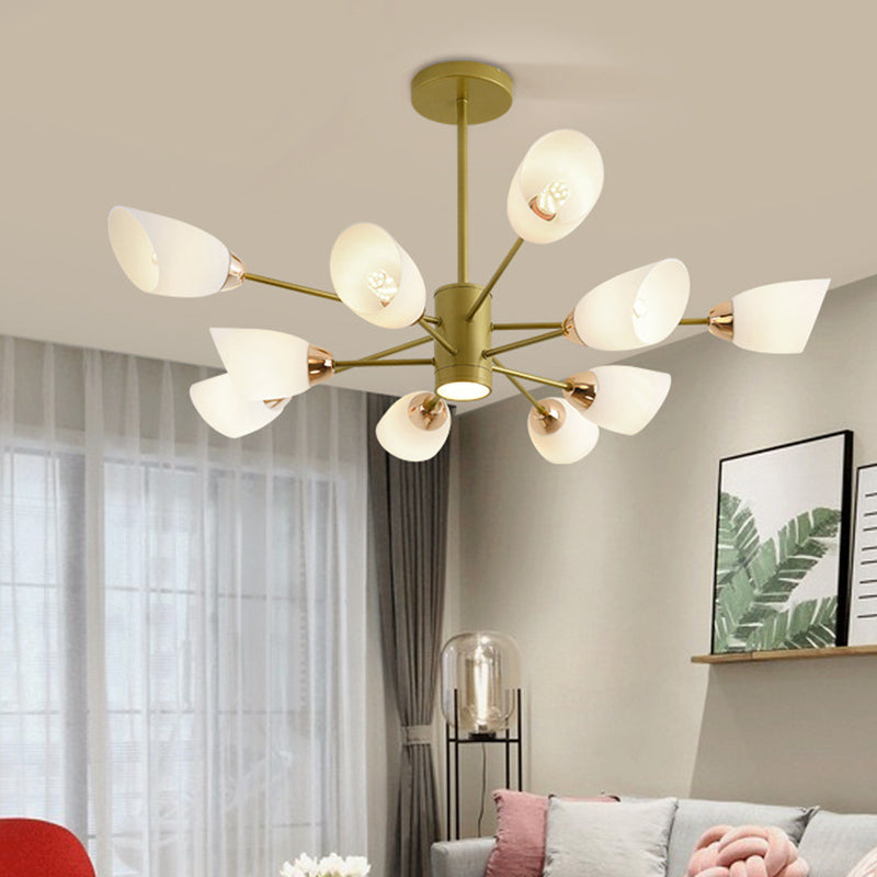 Modern Starburst Hanging Chandelier Light White Glass Shade Ceiling Chandelier for Living Room Clearhalo 'Ceiling Lights' 'Chandeliers' Lighting' options 2629722