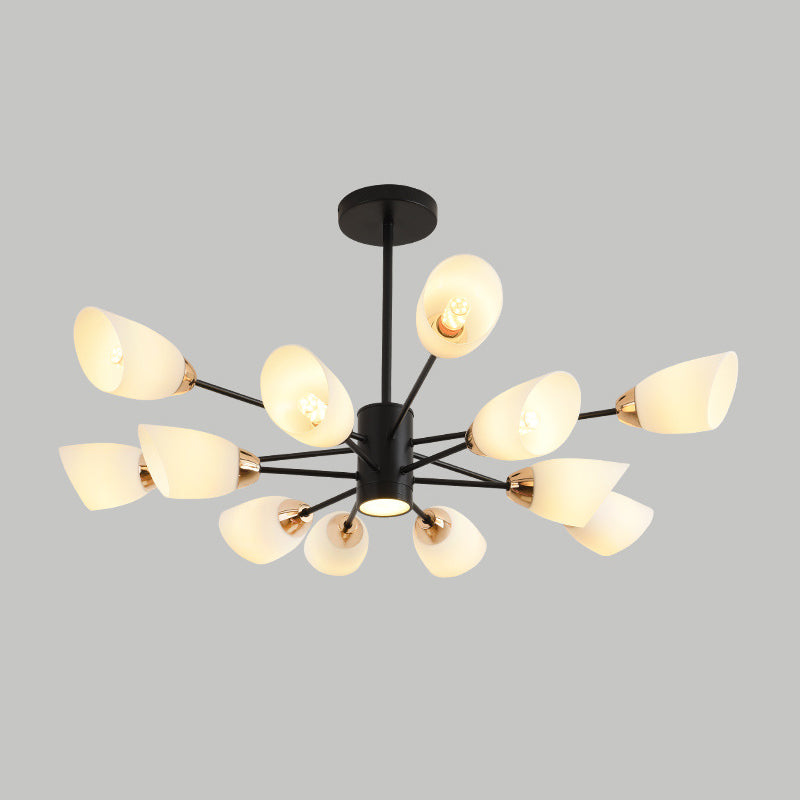 Modern Starburst Hanging Chandelier Light White Glass Shade Ceiling Chandelier for Living Room Clearhalo 'Ceiling Lights' 'Chandeliers' Lighting' options 2629724