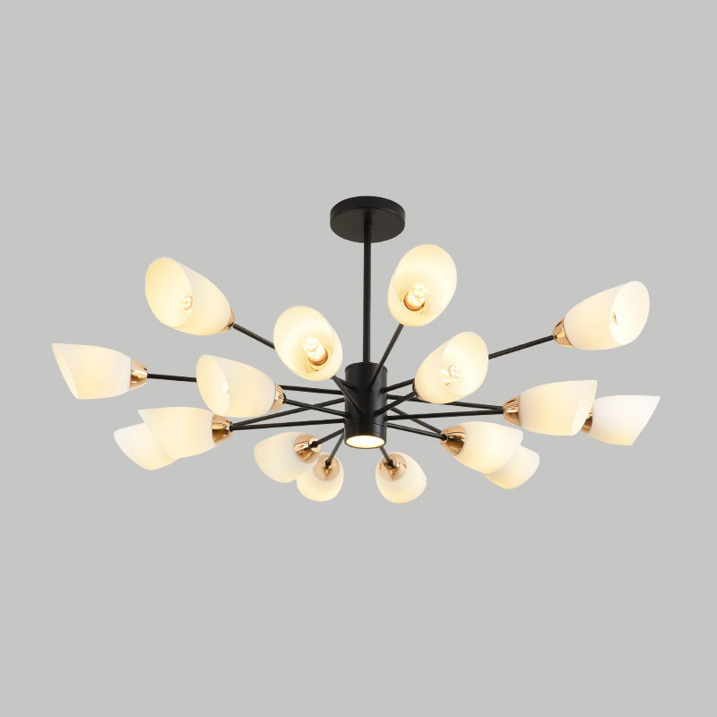 Modern Starburst Hanging Chandelier Light White Glass Shade Ceiling Chandelier for Living Room Clearhalo 'Ceiling Lights' 'Chandeliers' Lighting' options 2629727