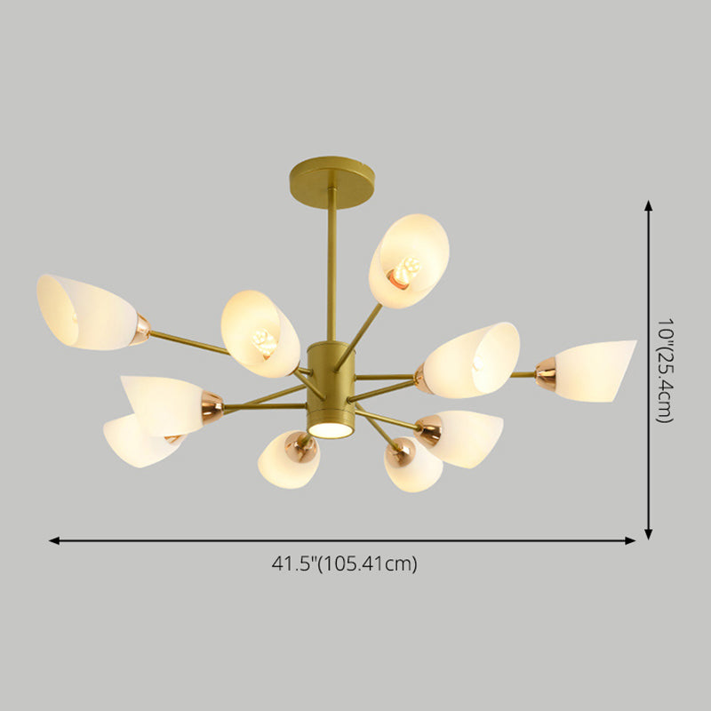 Modern Starburst Hanging Chandelier Light White Glass Shade Ceiling Chandelier for Living Room Clearhalo 'Ceiling Lights' 'Chandeliers' Lighting' options 2629733