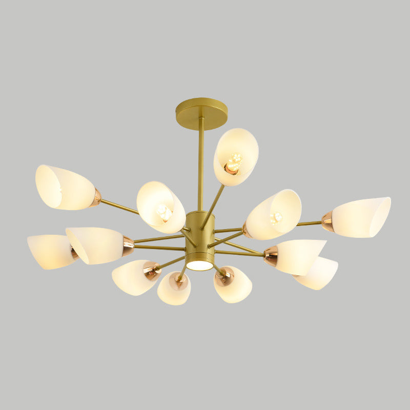 Modern Starburst Hanging Chandelier Light White Glass Shade Ceiling Chandelier for Living Room Clearhalo 'Ceiling Lights' 'Chandeliers' Lighting' options 2629734