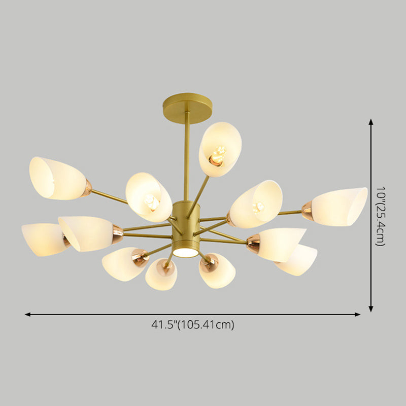 Modern Starburst Hanging Chandelier Light White Glass Shade Ceiling Chandelier for Living Room Clearhalo 'Ceiling Lights' 'Chandeliers' Lighting' options 2629735