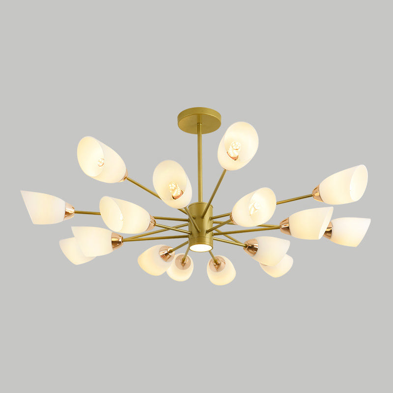 Modern Starburst Hanging Chandelier Light White Glass Shade Ceiling Chandelier for Living Room Clearhalo 'Ceiling Lights' 'Chandeliers' Lighting' options 2629736