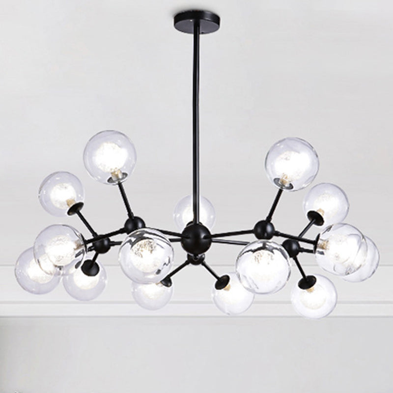 Black Branch Hanging Chandelier Light Modern Clear Glass Shade Ceiling Chandelier for Living Room Clearhalo 'Ceiling Lights' 'Chandeliers' Lighting' 2629739