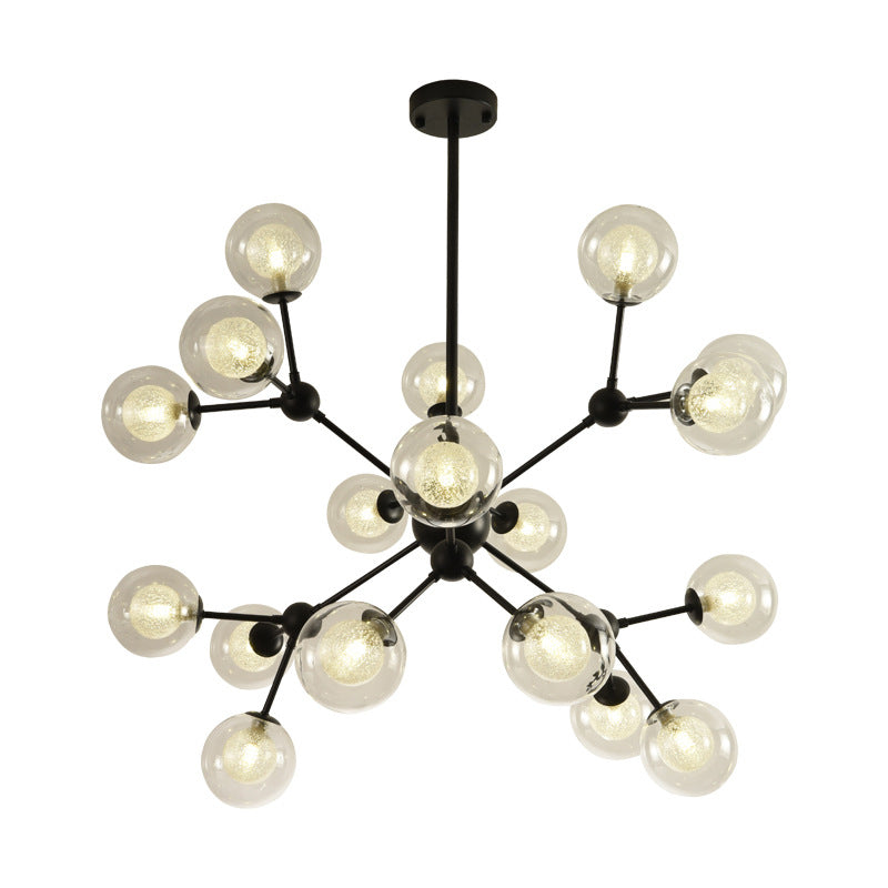 Black Branch Hanging Chandelier Light Modern Clear Glass Shade Ceiling Chandelier for Living Room Clearhalo 'Ceiling Lights' 'Chandeliers' Lighting' 2629740