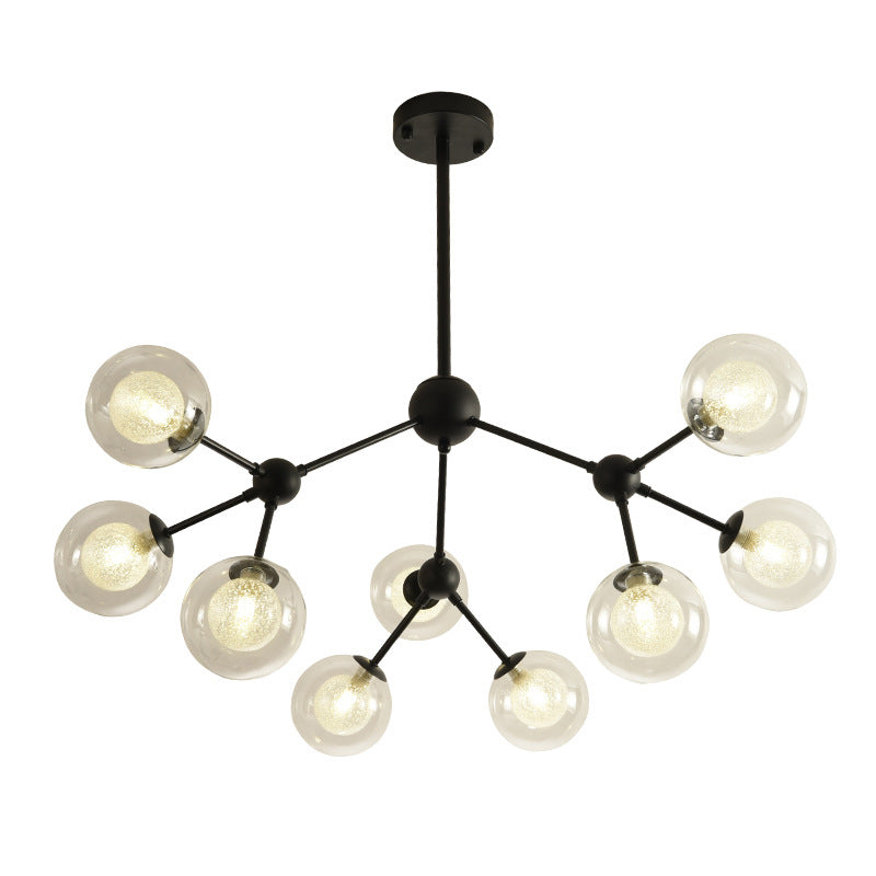 Black Branch Hanging Chandelier Light Modern Clear Glass Shade Ceiling Chandelier for Living Room Clearhalo 'Ceiling Lights' 'Chandeliers' Lighting' 2629741