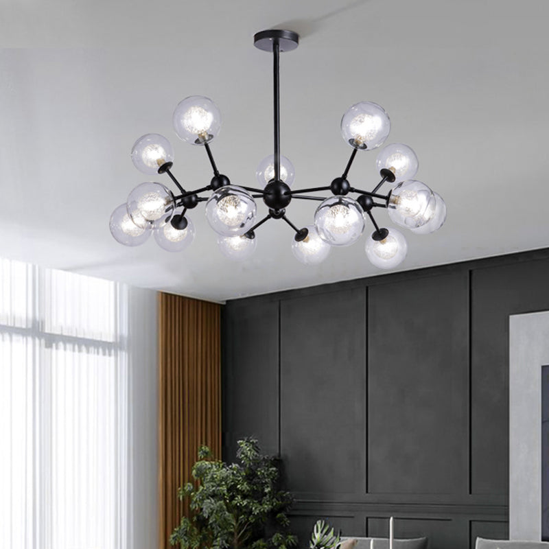 Black Branch Hanging Chandelier Light Modern Clear Glass Shade Ceiling Chandelier for Living Room Clearhalo 'Ceiling Lights' 'Chandeliers' Lighting' 2629742