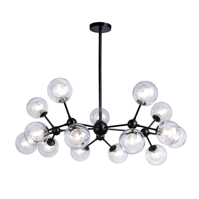 Black Branch Hanging Chandelier Light Modern Clear Glass Shade Ceiling Chandelier for Living Room Clearhalo 'Ceiling Lights' 'Chandeliers' Lighting' 2629743