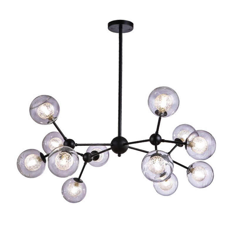 Black Branch Hanging Chandelier Light Modern Clear Glass Shade Ceiling Chandelier for Living Room 12 Black Clearhalo 'Ceiling Lights' 'Chandeliers' Lighting' 2629745_ad8eb878-f3dd-4c33-b688-6f5ca61c992b