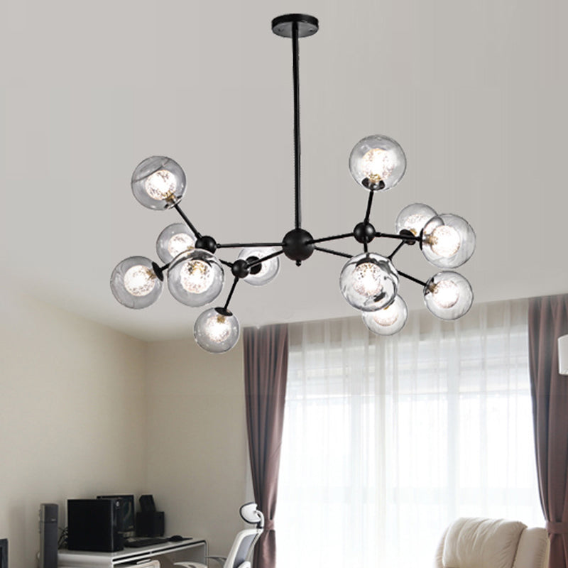 Black Branch Hanging Chandelier Light Modern Clear Glass Shade Ceiling Chandelier for Living Room Clearhalo 'Ceiling Lights' 'Chandeliers' Lighting' 2629746