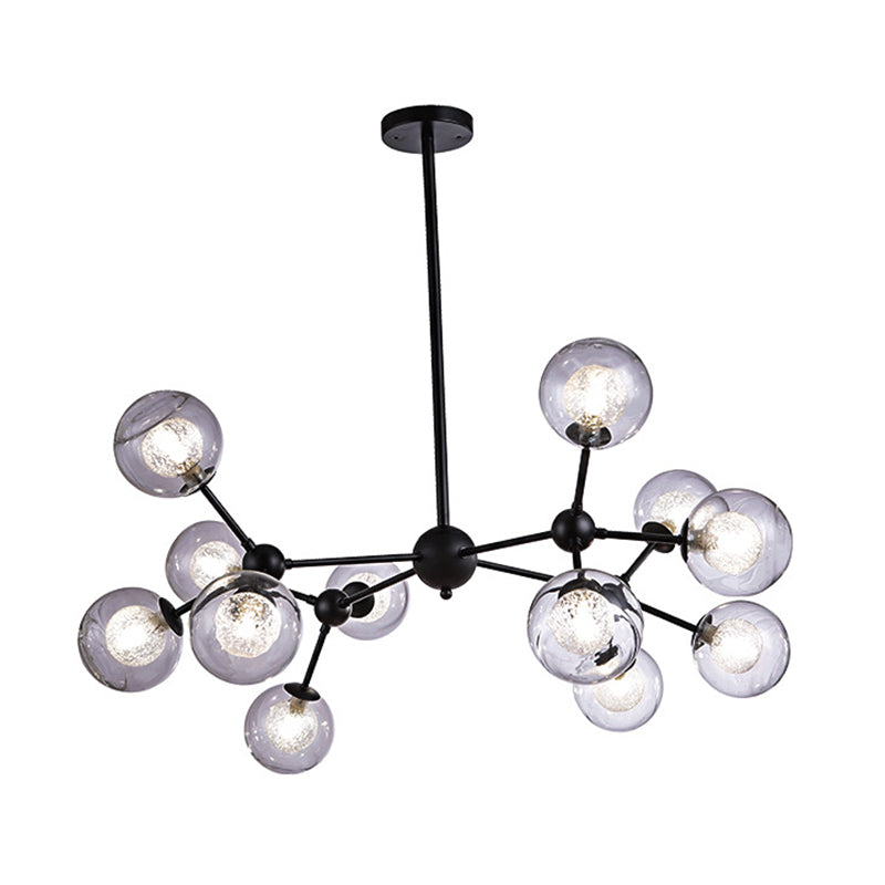 Black Branch Hanging Chandelier Light Modern Clear Glass Shade Ceiling Chandelier for Living Room Clearhalo 'Ceiling Lights' 'Chandeliers' Lighting' 2629747