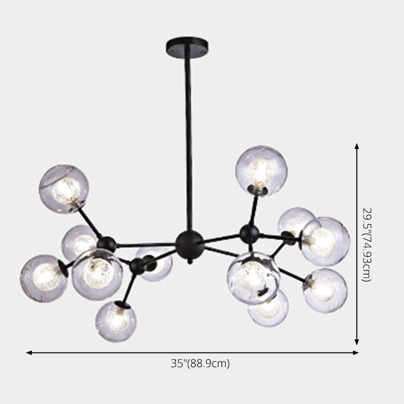 Black Branch Hanging Chandelier Light Modern Clear Glass Shade Ceiling Chandelier for Living Room Clearhalo 'Ceiling Lights' 'Chandeliers' Lighting' 2629748