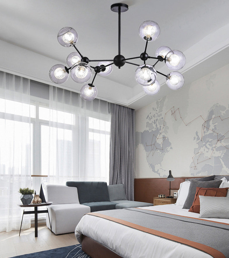 Black Branch Hanging Chandelier Light Modern Clear Glass Shade Ceiling Chandelier for Living Room Clearhalo 'Ceiling Lights' 'Chandeliers' Lighting' 2629753