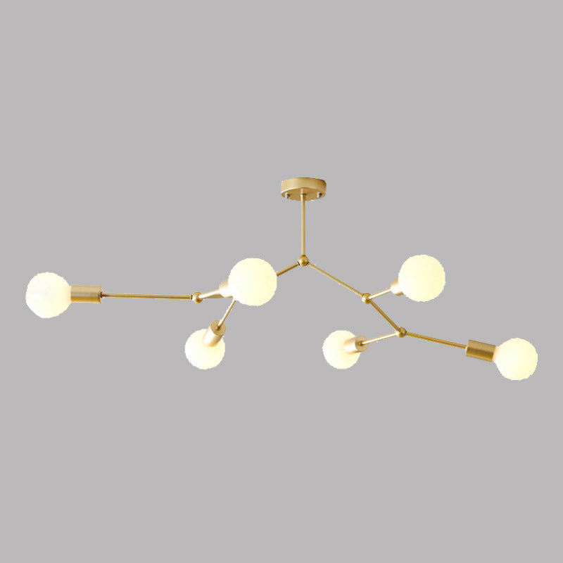 6 Light Branch Hanging Chandelier Light Modern Glass Shade Ceiling Chandelier for Living Room Clearhalo 'Ceiling Lights' 'Chandeliers' Lighting' options 2629776