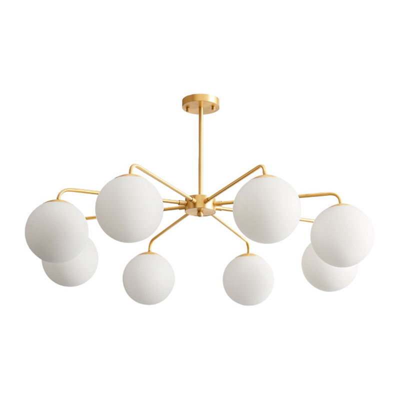 Post-Modern Minimalist Chandelier Light Fixture Spherical White Glass Ceiling Chandelier for Living Room Clearhalo 'Ceiling Lights' 'Chandeliers' Lighting' options 2629808