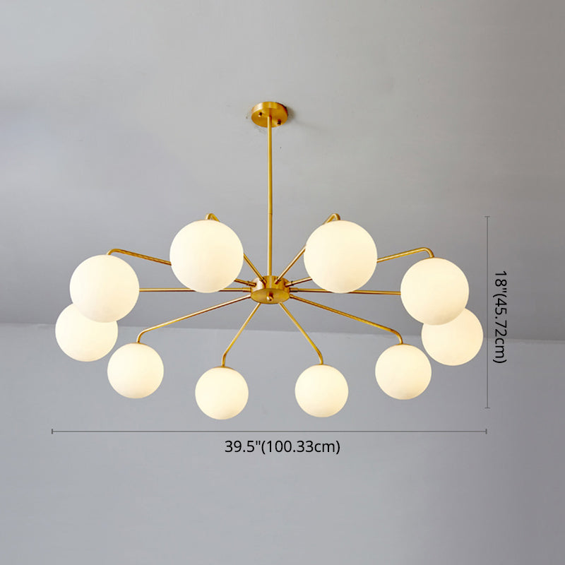 Post-Modern Minimalist Chandelier Light Fixture Spherical White Glass Ceiling Chandelier for Living Room Clearhalo 'Ceiling Lights' 'Chandeliers' Lighting' options 2629810