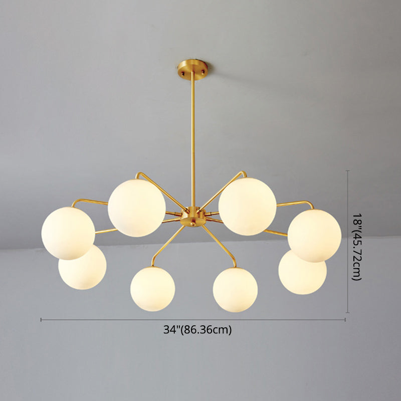 Post-Modern Minimalist Chandelier Light Fixture Spherical White Glass Ceiling Chandelier for Living Room Clearhalo 'Ceiling Lights' 'Chandeliers' Lighting' options 2629811