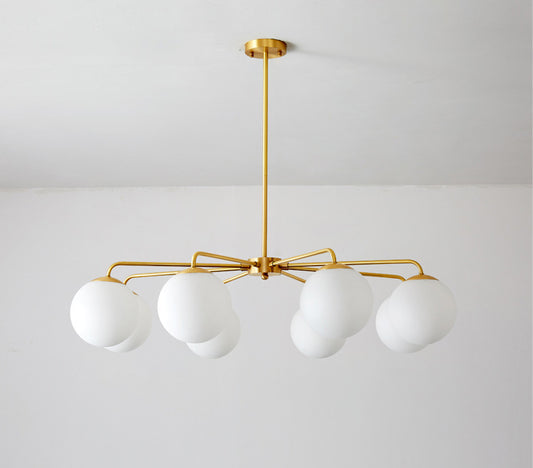 Post-Modern Minimalist Chandelier Light Fixture Spherical White Glass Ceiling Chandelier for Living Room Clearhalo 'Ceiling Lights' 'Chandeliers' Lighting' options 2629812