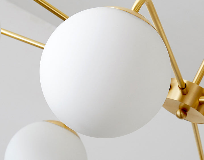 Post-Modern Minimalist Chandelier Light Fixture Spherical White Glass Ceiling Chandelier for Living Room Clearhalo 'Ceiling Lights' 'Chandeliers' Lighting' options 2629814