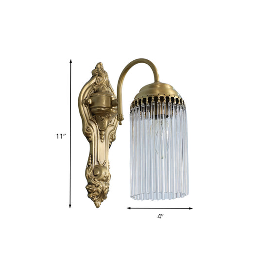 Cylinder Wall Mount Light Simple Style Crystal Rod 1/2 Lights Gold Sconce Light for Corridor Clearhalo 'Modern wall lights' 'Modern' 'Wall Lamps & Sconces' 'Wall Lights' Lighting' 262982