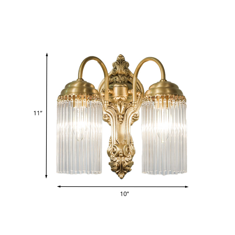 Cylinder Wall Mount Light Simple Style Crystal Rod 1/2 Lights Gold Sconce Light for Corridor Clearhalo 'Modern wall lights' 'Modern' 'Wall Lamps & Sconces' 'Wall Lights' Lighting' 262983