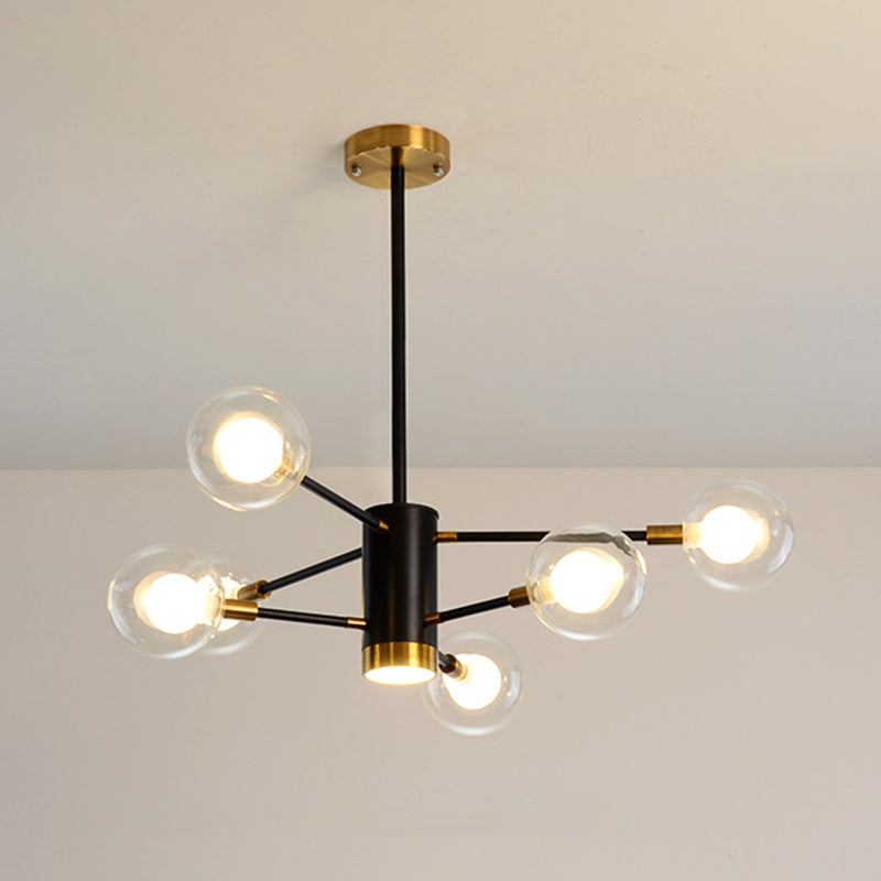 Post-Modern Starburst Hanging Chandelier Light Clear Globe Glass Ceiling Chandelier for Living Room Clearhalo 'Ceiling Lights' 'Chandeliers' Lighting' options 2629841