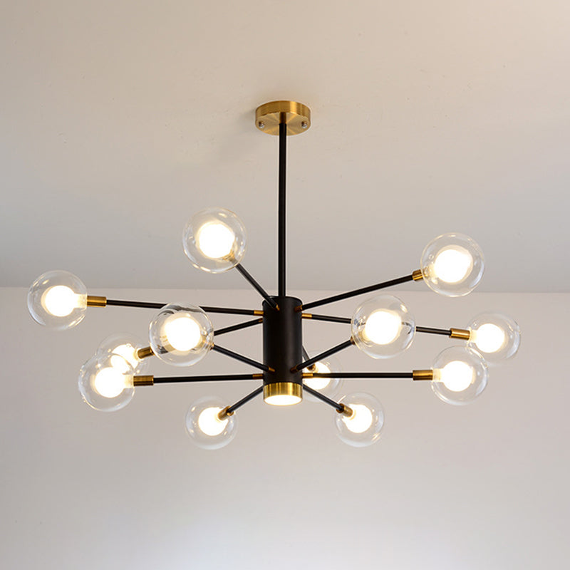 Post-Modern Starburst Hanging Chandelier Light Clear Globe Glass Ceiling Chandelier for Living Room Clearhalo 'Ceiling Lights' 'Chandeliers' Lighting' options 2629846