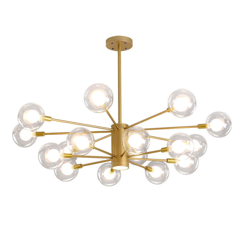 Post-Modern Starburst Hanging Chandelier Light Clear Globe Glass Ceiling Chandelier for Living Room Clearhalo 'Ceiling Lights' 'Chandeliers' Lighting' options 2629847