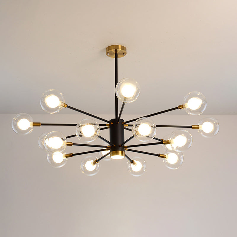 Post-Modern Starburst Hanging Chandelier Light Clear Globe Glass Ceiling Chandelier for Living Room Clearhalo 'Ceiling Lights' 'Chandeliers' Lighting' options 2629848