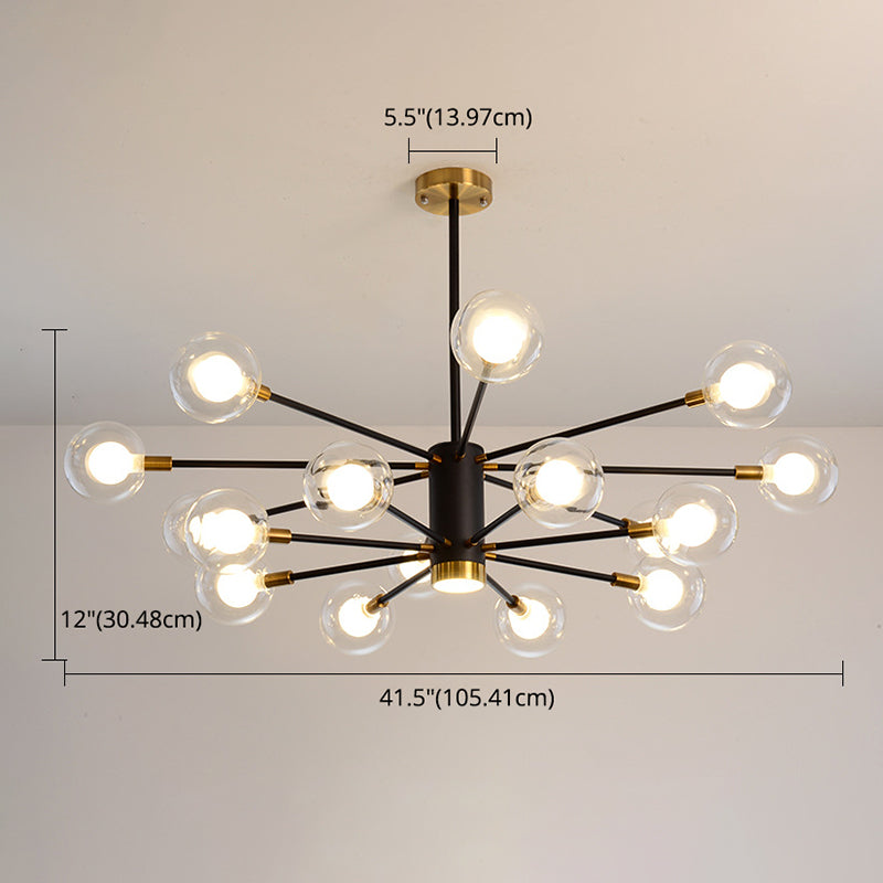 Post-Modern Starburst Hanging Chandelier Light Clear Globe Glass Ceiling Chandelier for Living Room Clearhalo 'Ceiling Lights' 'Chandeliers' Lighting' options 2629850