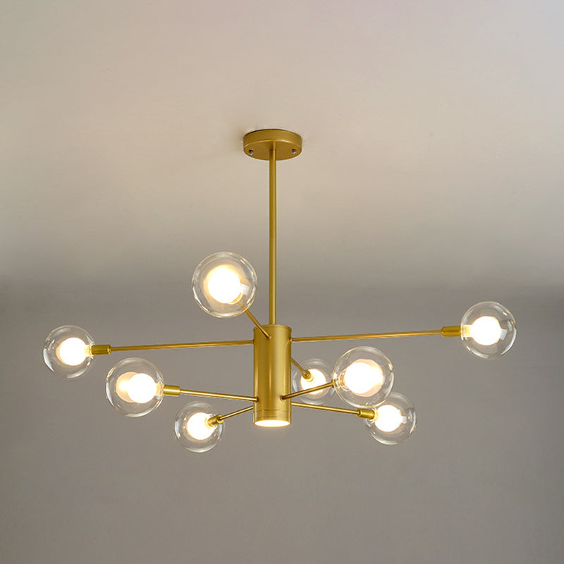 Post-Modern Starburst Hanging Chandelier Light Clear Globe Glass Ceiling Chandelier for Living Room Clearhalo 'Ceiling Lights' 'Chandeliers' Lighting' options 2629851